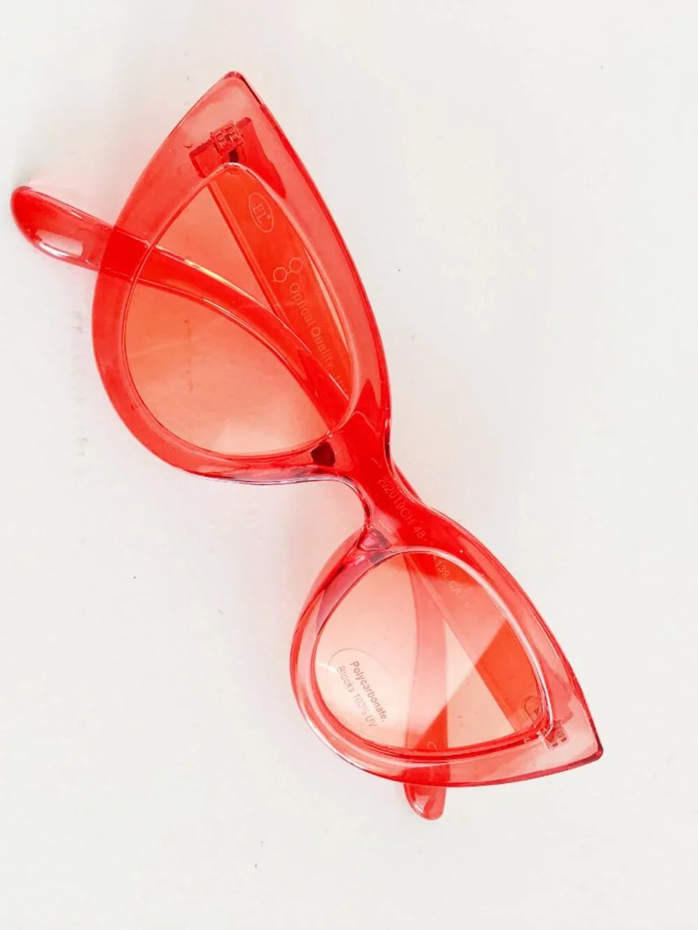 Transparent Red Acetate Cat Eye Fashion Sunglasses